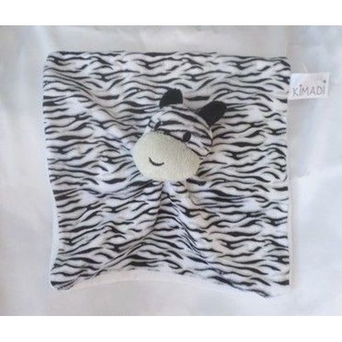 Doudou Plat Carré Zèbre Blanc Noir Gris Alteximex Kimadi