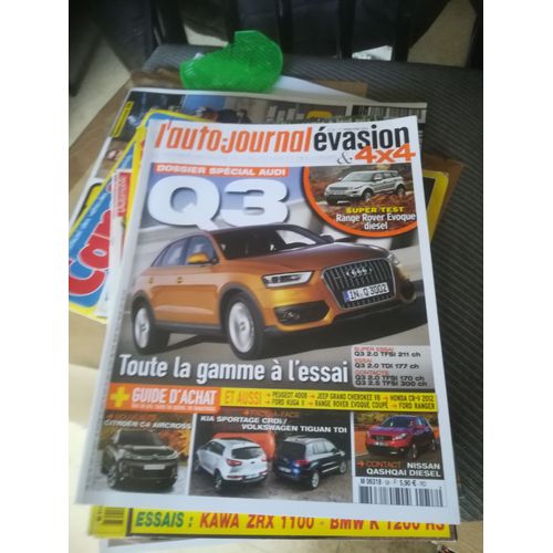 L Auto Journal Evasion Et 4x4 58 De 2012 Nissan Qashqai 1.6 Dci,Range Rover Evoque Sd4,Coupe Si4,Jeep Gd Cherokee V8 Overland,Audi Q3 2.0 Tfsi,2.5 Tfsi,2.0 Tdi Quattro S,Ford Ranger 2.2 Tdci 4x4,Kia S
