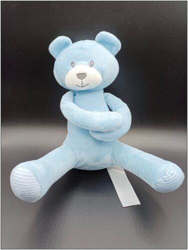 Doudou Peluche Ours Bleu - Tom & Kiddy - Env. 22 Cm Assis