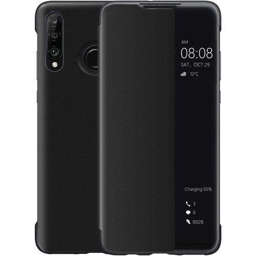 Coque Huawei P30 Lite, Smart View Étui À Rabat En Cuir, Mode D'économie D'énergie Protección Integral P30lite,Noir