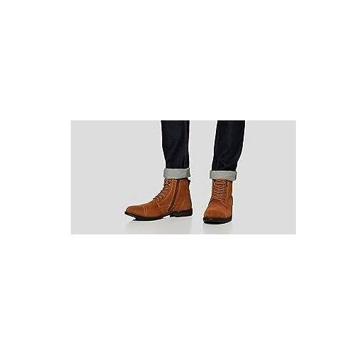 Bottines 41 Cuir Marron Double Style Boots De Marche Bottes Homme Lacets Crochets Confortable Bottillons Camel
