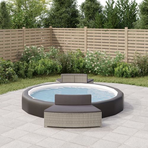 vidaXL Bancs de spa avec coussins lot de 2 gris résine tressée