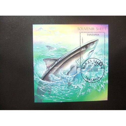 51 Tanzanie Tanzania 1994 / Feuille Souvenir Requin / Bloc Yvert 219 Fu Circulation 1 Jour