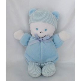 Doudou Peluche Ours Bonnet Et Pattes Rayures Blanc Gipsy
