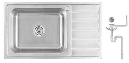 Proaja - 86x50 evier cuisine 1 bac, Evier inox 304, 1,0mm, carré
