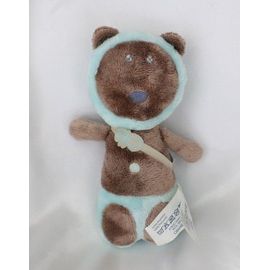 Doudou Peluche Singe Marron Culotte Cagoule Bleu Okaidi