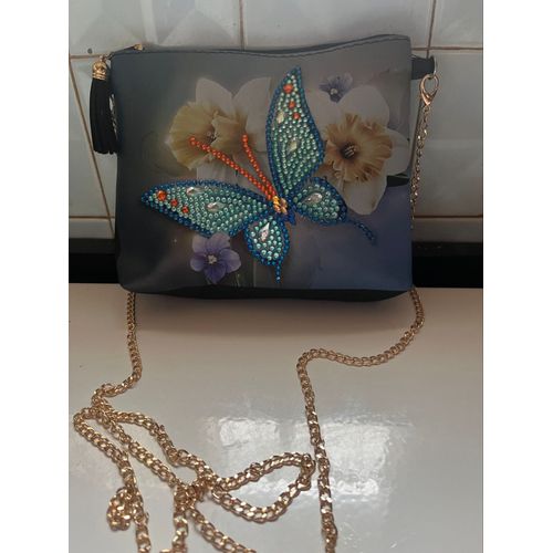 Sac à bandoulière en cuir papillon