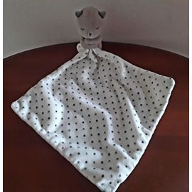 Doudou Ours Gris Mouchoir Blanc A Pois - Okaibi