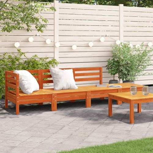 Vidaxl Canapé De Jardin 4 Places Cire Marron Bois De Pin Massif