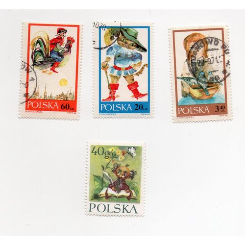 Pologne- Lot De 3 Timbres Oblitérés Et 1 Timbre Neuf- Contes