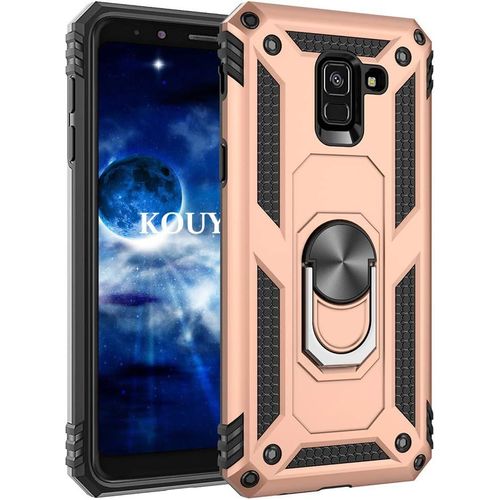Coque Samsung Galaxy A8 2018,Double Couche Renforcée Défense Bumper Tpu Silicone Antichoc Armure Housse Etui Avec Anneau Support Pour Samsung Galaxy A8 2018 (D'or)[Wke04294]