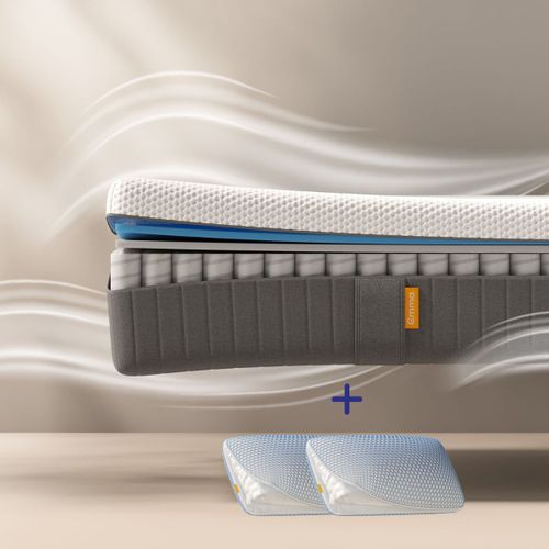 EMMA | Pack Matelas Original II Plus 140x190 + Oreiller Nuage Elite 70x40 | Ressorts + Mémoire de Forme | Housse Plus Respirante