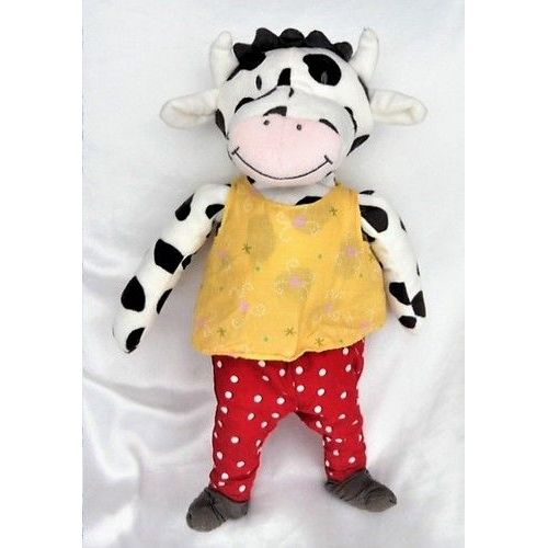 Doudou Peluche Vache Blanc Et Noir Pantalon Rouge Pois Blanc Haut Jaune Ikea