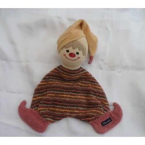 Doudou Peluche Plat Garçon Lutin Clown Rayures Sterntaler