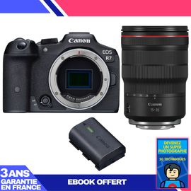 Boitier Canon EOS R7 + RF 15-35mm F2.8 L IS USM + 1 Canon LP-E6NH + Ebook 'Devenez Un Super Photographe'