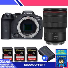 Boitier Canon EOS R7 + RF 15-35mm F2.8 L IS USM + 3 SanDisk 128GB Extreme PRO UHS-II SDXC 300 MB/s + 3 Canon LP-E6NH + Ebook 'Devenez Un Super Photographe'