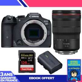 Boitier Canon EOS R7 + RF 15-35mm F2.8 L IS USM + 1 SanDisk 128GB Extreme PRO UHS-II SDXC 300 MB/s + 1 Canon LP-E6NH + Ebook 'Devenez Un Super Photographe'