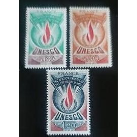 Unesco : Déclaration Universelle Des Droits De L'Homme Allégorie Série Complète Année 1975 Timbres De Service N° 43 44 45 Yvert Et Tellier Luxe