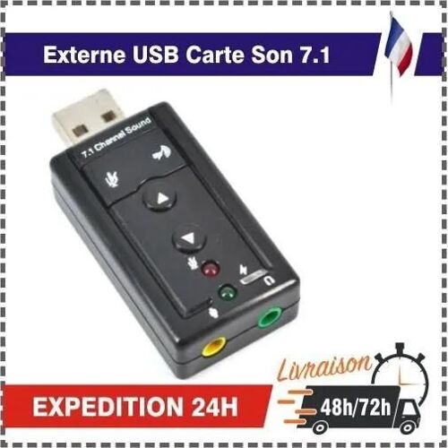 Adaptateur Audio Externe - USB - 7.1 Canaux - Mini LED - Noir - PC Bureau