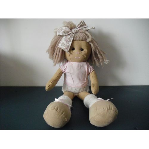 P1/ Poupée Chiffon Cheveux En Laine La Nina