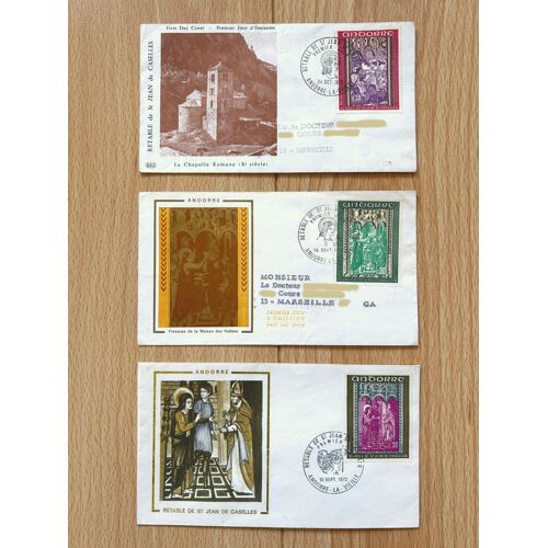 Andorre - 3 Enveloppes Premier Jour D'Émission (Fdc) - Retable De St Jean De Caselles