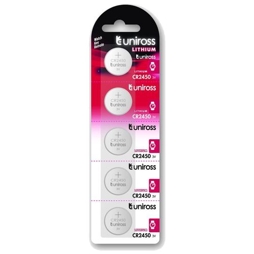 UNIROSS Pack de 5 Piles Lithium CR2450, 3V