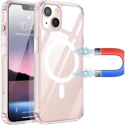 Coque Iphone 13 Magnetique Transparente Compatible Avec Magsafe, Silicone Souple Tpu Bumper Cover Slim Fit Dos Rigide Antichoc Anti-Jaune Housse Pour Iphone 13