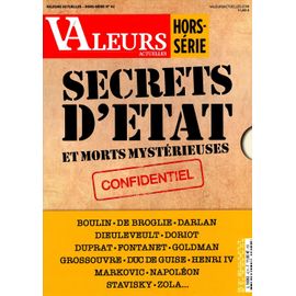 Valeurs Actuelles, Hors-Série N° 42 _ Secrets D'État Et Morts Mystérieuses : Confidentiel _ (Revue 130 Pages ; 2025)