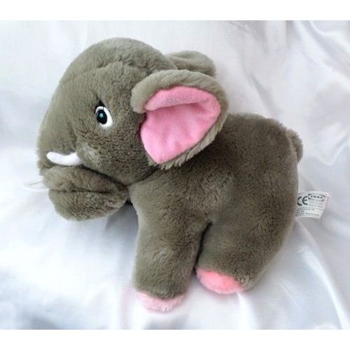 Doudou Peluche Éléphant Assis Gris Rose Musical IKEA