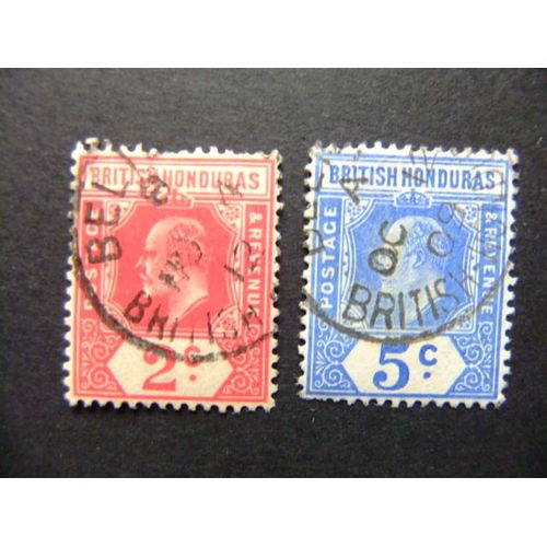 42 British Honduras 1908 1911 / Roi Edouard Vii / Yvert 70 + 71 Fu