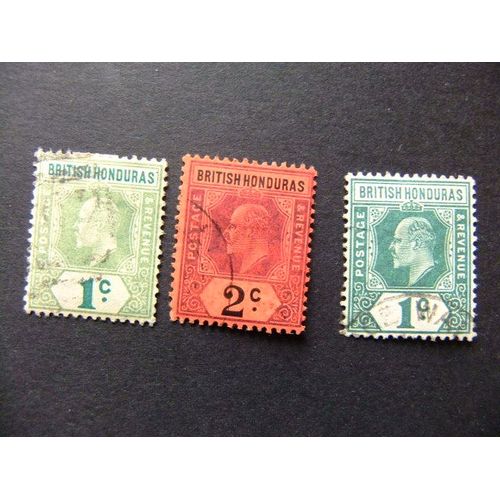 42 Honduras Britanniques 1905 / Roi Edouard Vii / Yvert 61 + 61 + 62 Fu