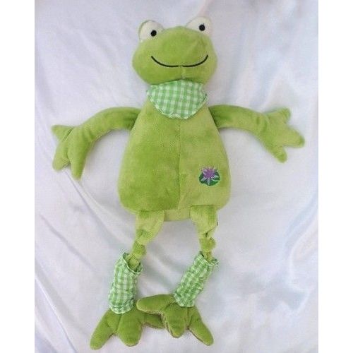 Doudou Peluche Grenouille Vert Foulard Carreaux Nénuphar Qui Coasse Les Petites Marie
