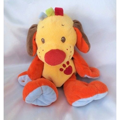 Doudou Peluche Chien Orange Jaune Tim Lily Nattou