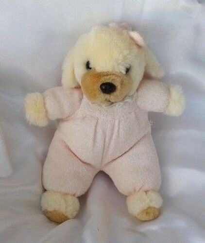 Doudou Peluche Chien Beige Rose Bébisol