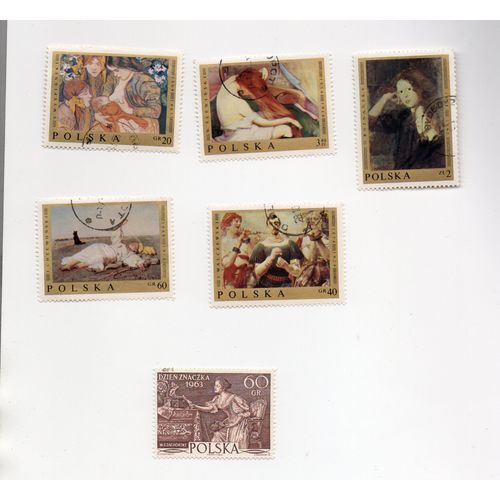 Pologne- Lot De 5 Timbres Oblitérés- Tableaux