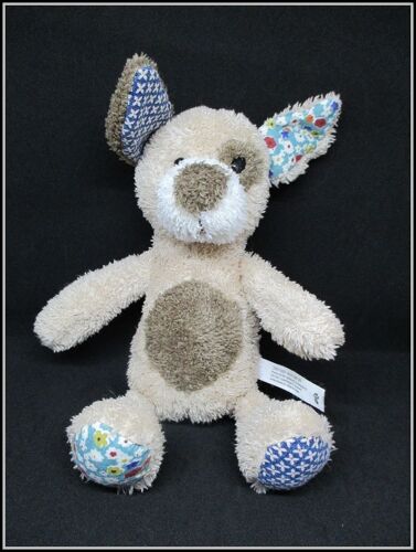 Doudou Lapin Chien Marron Beige Oreilles Fleurs - Zebra A/S