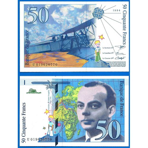 France 50 Francs 1994 Billet Saint Exupery Avion Bi Plan Petit Prince