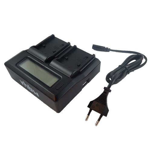vhbw Chargeur double compatible avec Canon Legria FS200, FS19, FS20 caméra caméscope action-cam + écran LED + témoin de charge 8.4/12.6/16.8 V