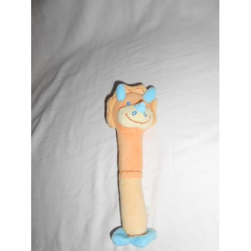 Doudou Pouet Hochet Bruit De Papier Rhinoceros Jaune Orange Bleu Kiabi Jogystar Kitchoun Doukidou Dinosaure Dragon Triceratops Avda