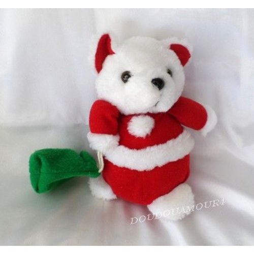Doudou Peluche Ours Blanc Père Noel Sac Vert RIEGELEIN CADOLZBURG