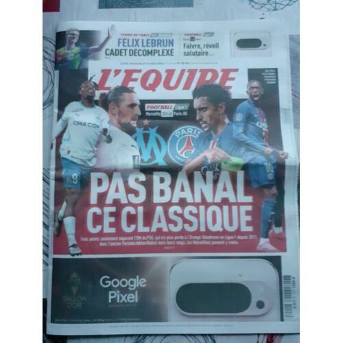 Revue L'équipe Du Dimanche 27 Octobre 2024