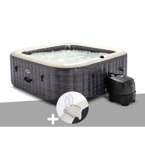 Kit spa gonflable Intex PureSpa Ardoise carré Bulles 6 places + Porte-verre