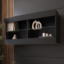 Komodee Vitrine Suspendue Horizontal Tivoli - Noir Noir - 100 X 50 X 29 Cm - Sans Led