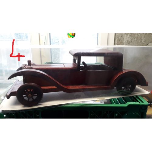 Voiture En Bois Acajou, Lg 37cm, N°4-Buthe