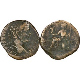 Rome - Sesterce - Septime Severe - 195 Ad - Rome Assise Tenant Victoire Et Sceptre - 16.44 G. - Ric.700(S) - 25-303