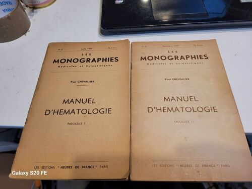 Manuel D'Hematologie En 2 Fascicules .. Paul Chevallier