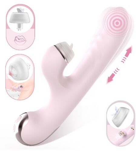 Yulonga_Store Bâton De Masturbation Rétractable Aspiration Adulte Jouet Langue Vibromasseur Femelle Deuxième Bâton De Marée Masturbateur Rose