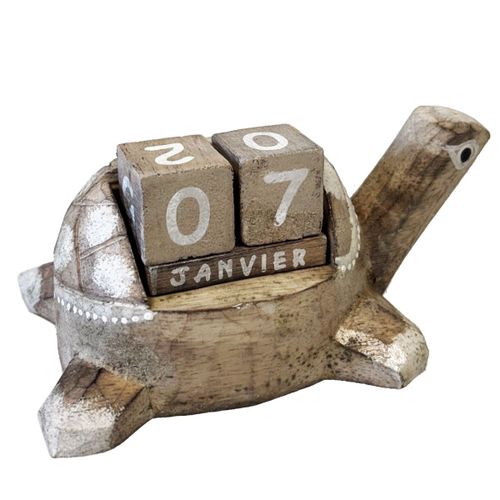 Calendrier perpétuel en bois Tortue naturelle
