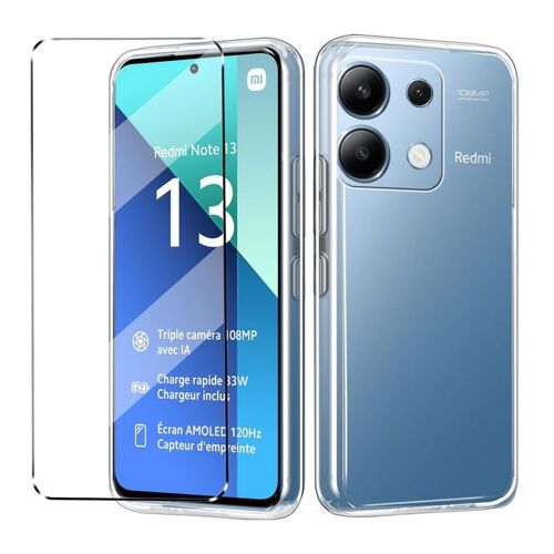 Coque pour Xiaomi Redmi Note 13 4G - housse etui silicone gel fine + film ecran - TRANSPARENT TPU