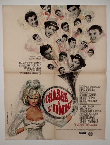 La Chasse À L'homme. Affiche Française. Edouard Molinaro, Jean-Paul Belmondo, Catherine Deneuve, Françoise Dorléac, Jean-Claude Brialy